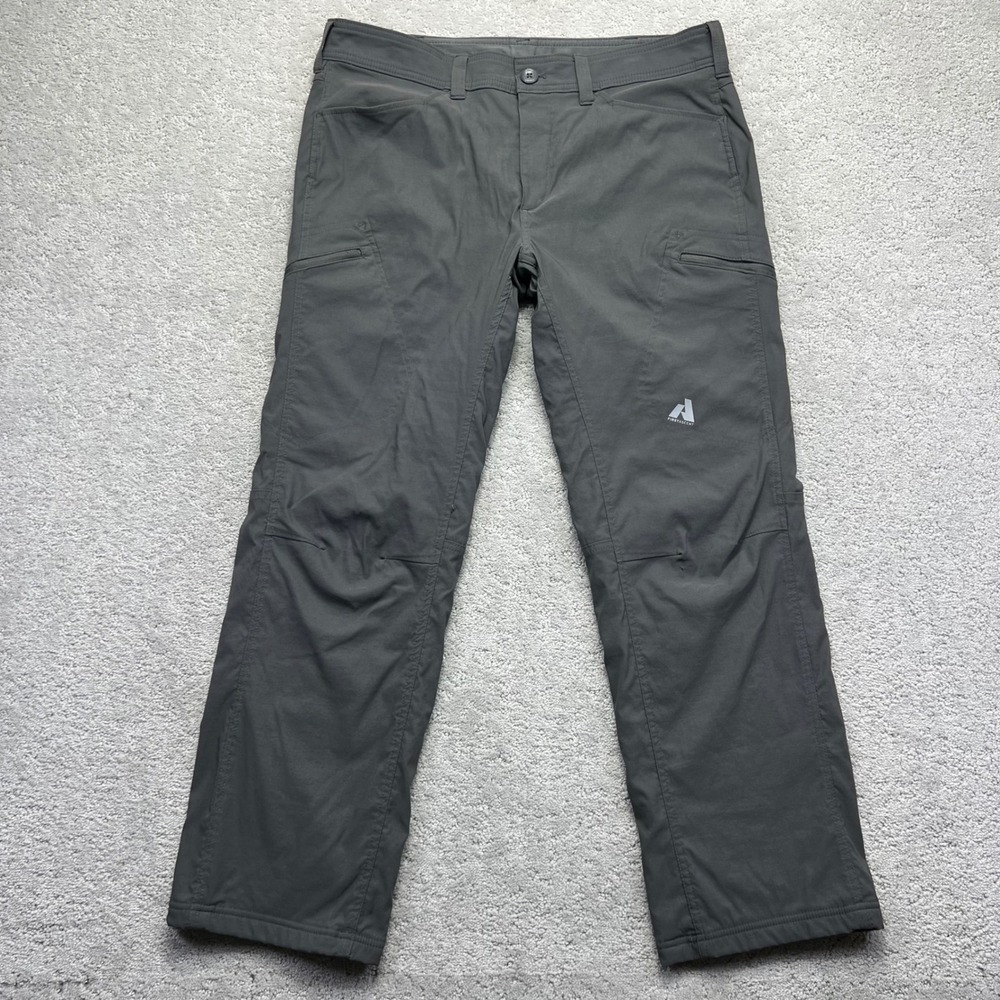 Eddie Bauer First Ascent Pants 36x30 Grey Fleece Lined Guide Pro Nylon Stretch